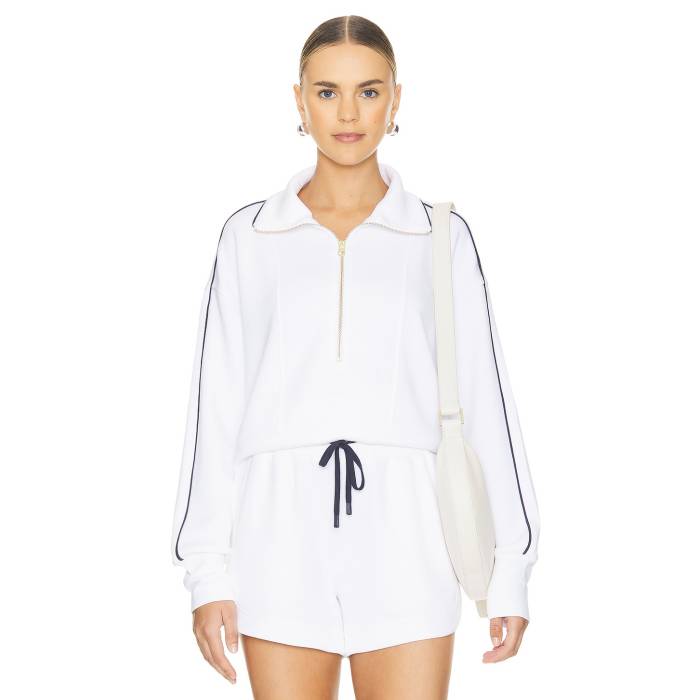 バーリー Varley 【 Davenport Half Zip Sweatshirt Women White 】 二分の一 汗水 調教師 レディース 白いこと 白いこと