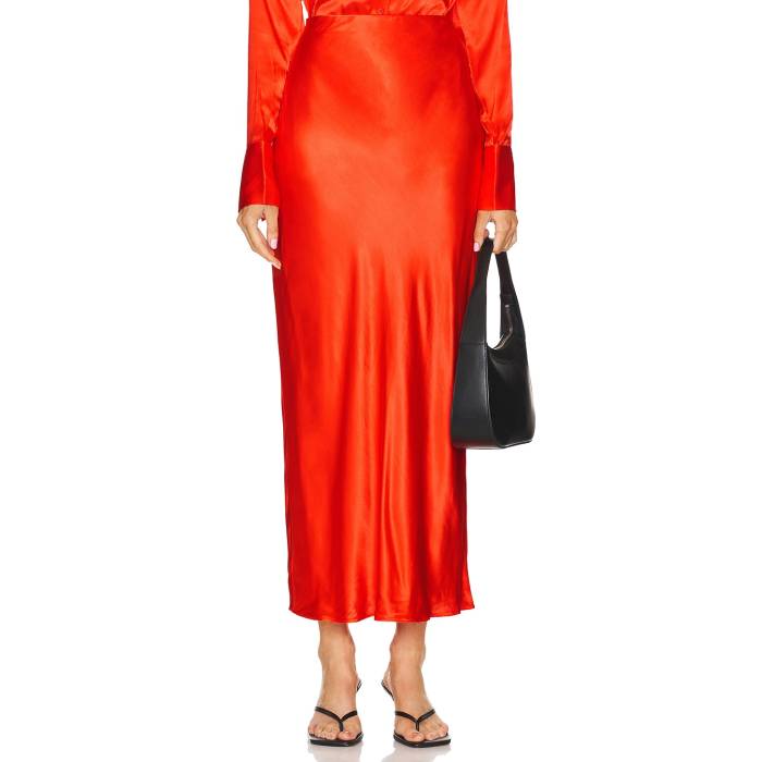 L\u0027academie 【 By Marianna Noemie Midi Skirt Women Red Orange 】 レディース Red 赤・赤いこと orange 橙・オレンジ色
