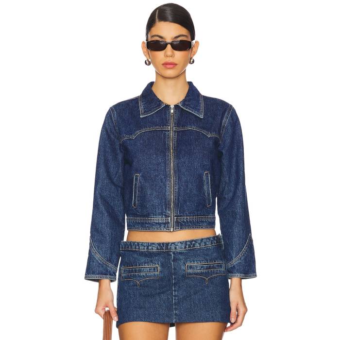 Understated Leather 【 Bandit Jacket Women Dark Indigo 】 バンディット Jacket 上衣 レディース 藍色・インディゴ レディースファッション-コート・ジャケット