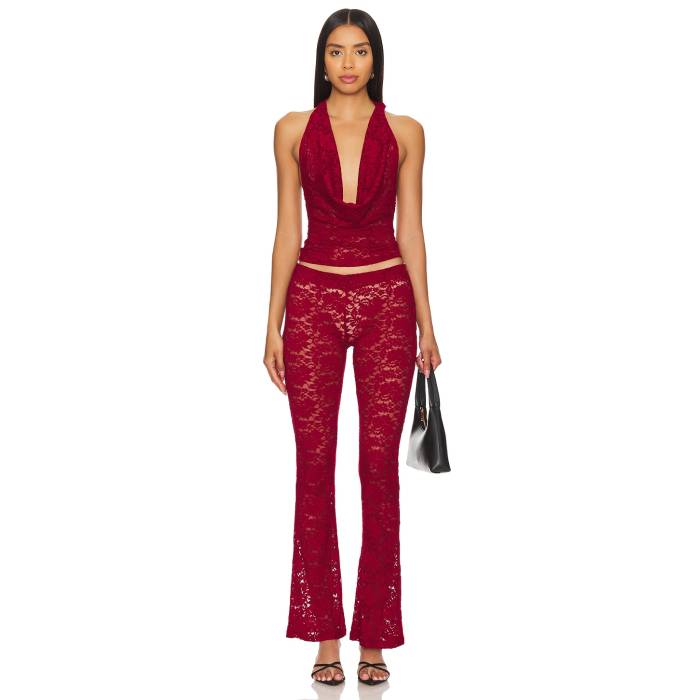 Superdown 【 Tania Pant Set Women Burgundy 】 ズボン下 レディース ぶどう酒色・バーガンディー
