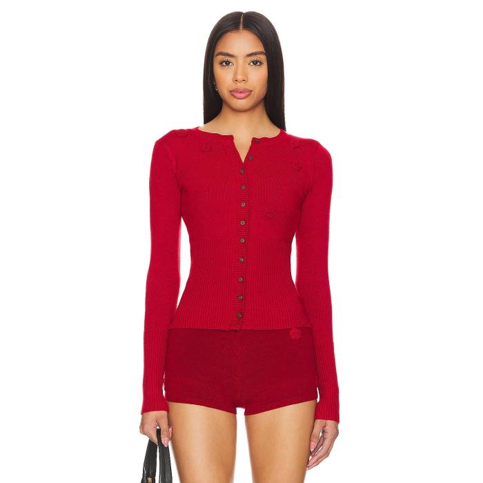 Frankies Bikinis 【 Lenon Cloud Knit Sweater Women Red Velvet 】 編み物 調教師 レディース Red 赤・赤いこと