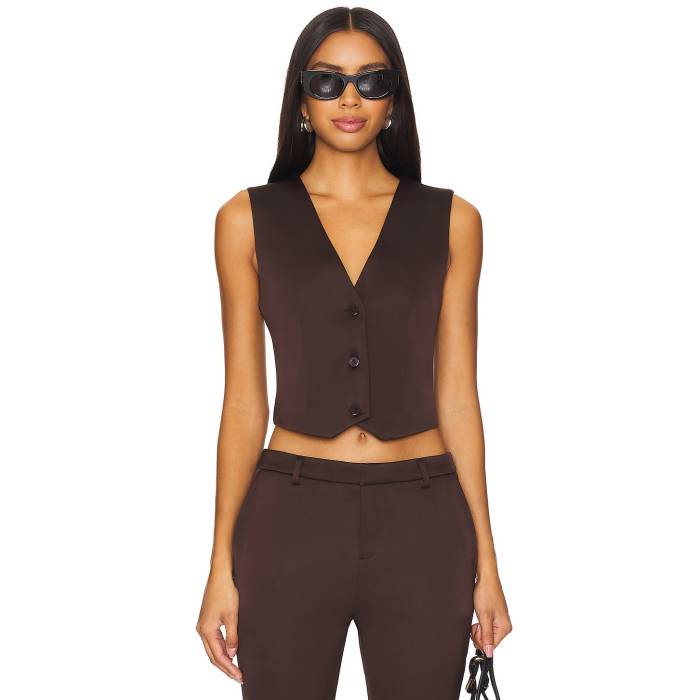 Ser.o.ya 【 Edwina Havey Satin Vest Women Ash Brown 】 サテン ベスト レディース 茶色 ブラウン｜スニケス