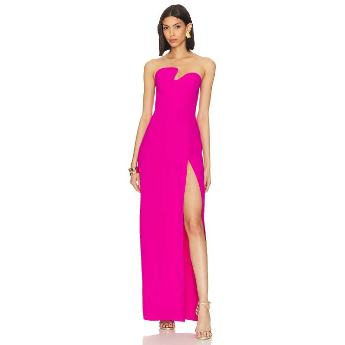 アマンダアプリチャード Amanda Uprichard 【 X Revolve Strapless Puzzle Gown Women Dark Hot Pink 】 レディース pink ピンク|スニケス