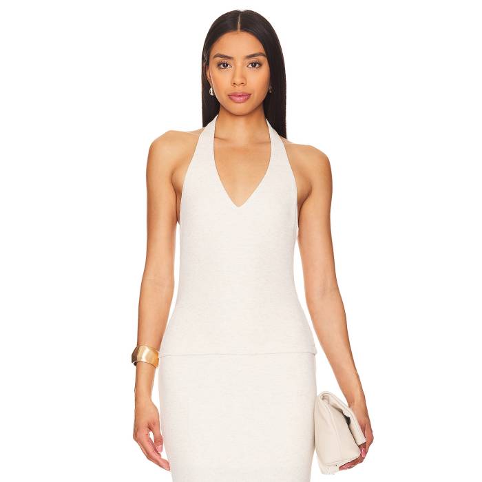 Lna 【 Sophie Rib Halter Top Women Heather White 】 レディース heather ギョリュウモドキ 白いこと 白いこと レディースファッション-トップス