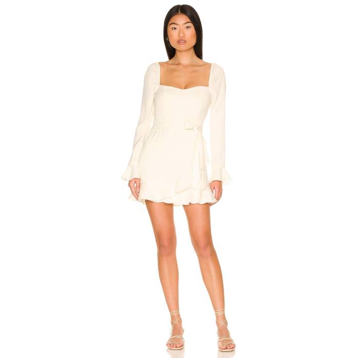 More To Come 【 Khloe Ruffle Sleeve Mini Dress Women Ivory 】 Sleeve 捩り お召しもの レディース 象牙色