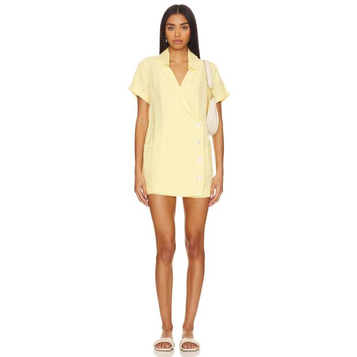 ショウミーユアムームー Show Me Your Mumu 【 Bicoastal Blazer Romper Women Butter Yellow 】 ブレイザー ロンパース レディース yellow 黄味がかった・黄色