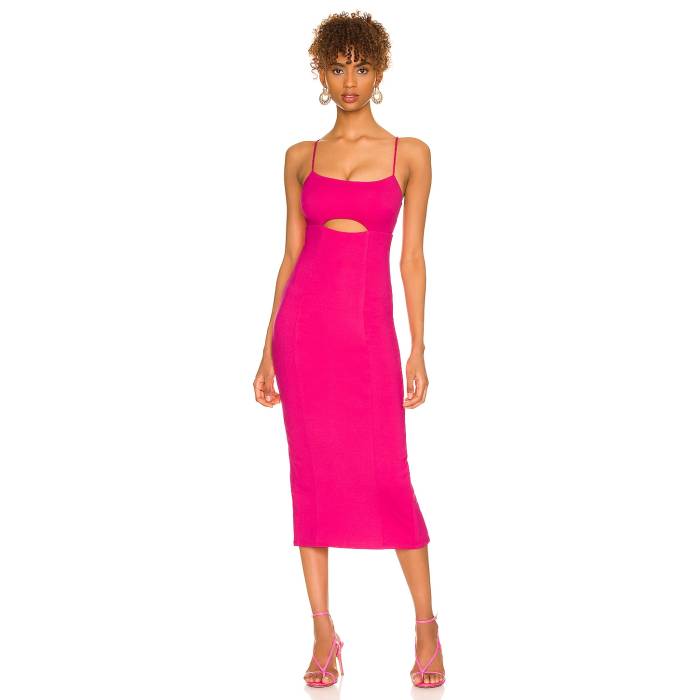 H:ours 【 Enzo Midi Dress Women Hot Pink 】 お召しもの レディース pink サクラ色