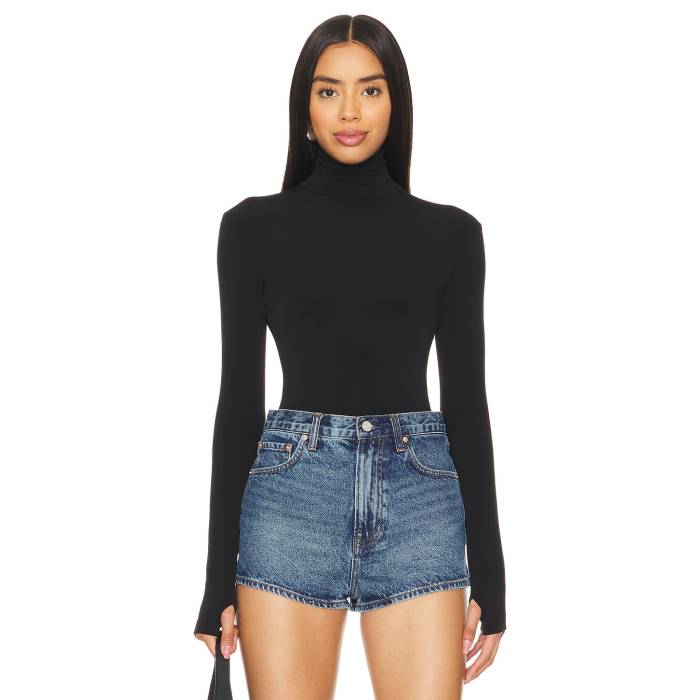 Norma Kamali 【 Slim Fit Long Sleeve Turtleneck Top Women Black 】 slim か細い Sleeve 捩り レディース 黒いこと 黒いこと