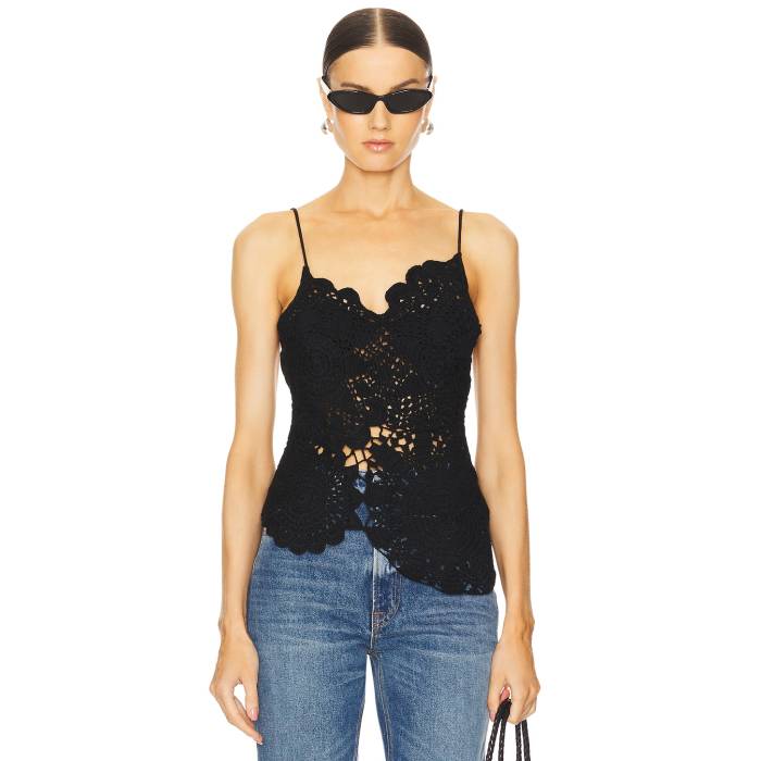 L\u0027academie 【 By Marianna Sylvie Crochet Top Women Black 】 シルビア レディース 黒いこと 黒いこと