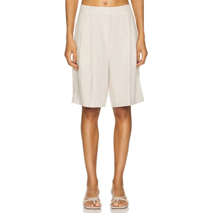 Grlfrnd 【 Linen Bermuda Shorts Women Natural Linen 】 さる股引き レディース 自然的