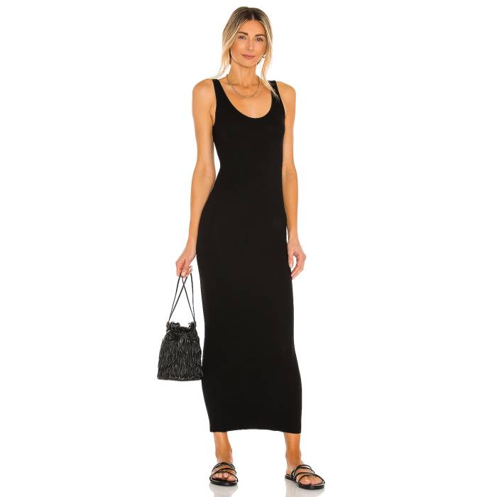Enza Costa 【 Silk Rib Ankle Length Tank Dress Women Black 】 貯蔵タンクいの一番 御召しもの レディース 黒いこと 黒いこと