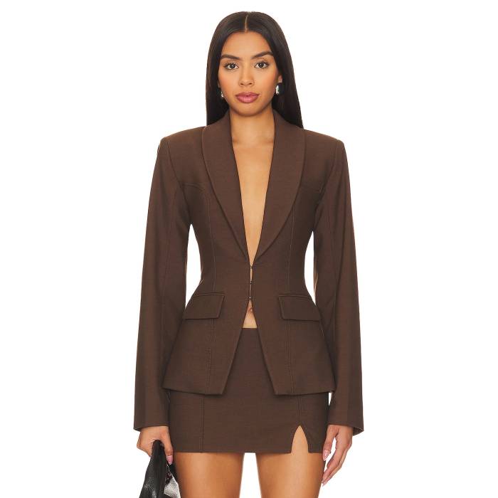 Camila Coelho 【 Mireia Tailored Jacket Women Brown 】 Jacket ジャケット レディース 茶色 ブラウン｜スニケス