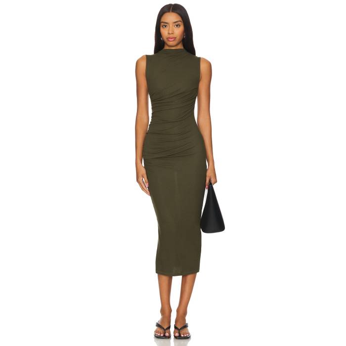 Enza Costa 【 Silk Knit Sleeveless Twist Midi Dress Women Army Green 】 ニット Sleeveless ノンスリーブ ドレス レディース アーミー green 緑・グリーン｜スニケス