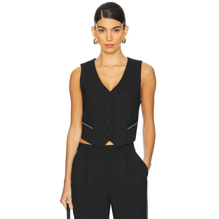 オールセインツ Allsaints 【 Atlas Krys Waistcoat Women Black 】 限りない ジレ レディース 黒いこと 黒いこと