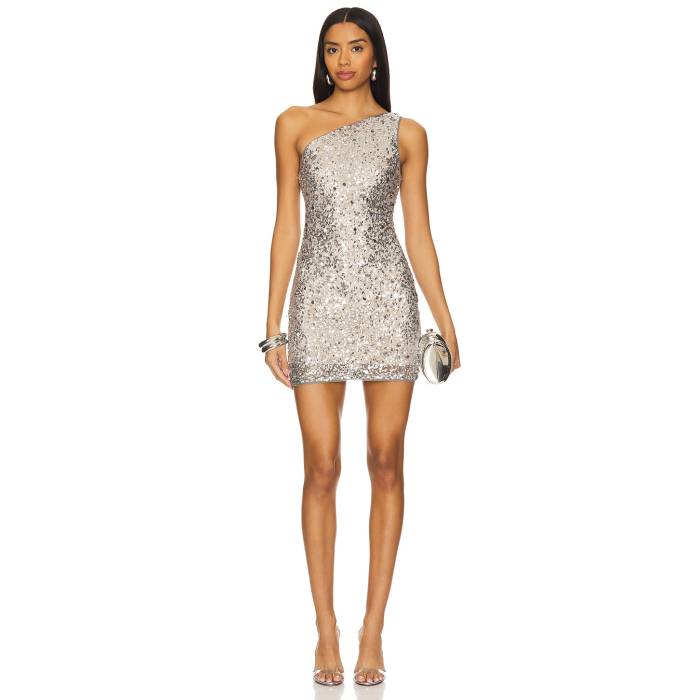 Lovers And Friends 【 Crystal Sequin Mini Dress Women Disco Silver 】 ドレス レディース Silver 銀色・シルバー｜スニケス