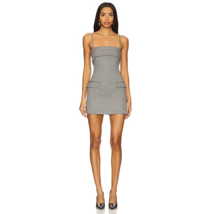 Lovers And Friends 【 Erin Mini Dress Women Grey Pinstripe 】 ドレス レディース 灰色 グレー｜スニケス