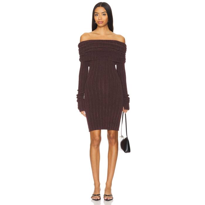 Lovers And Friends 【 Jaycee Sweater Dress Women Dark Chocolate Brown 】 トレーナー ドレス レディース 茶色 ブラウン