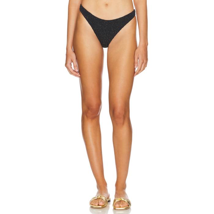 Patbo 【 Metallic Jacquard Bikini Bottom Women Black 】 ズボン ボトムス レディース 黒いこと 黒いこと