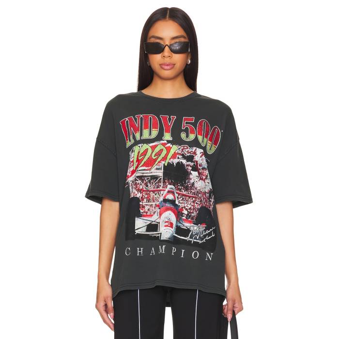 Philcos 【 Indy 500 1991 Champion Oversized Tee Women Black Pigment 】 はやりっ子 プルオーバー レディース 黒いこと 黒いこと
