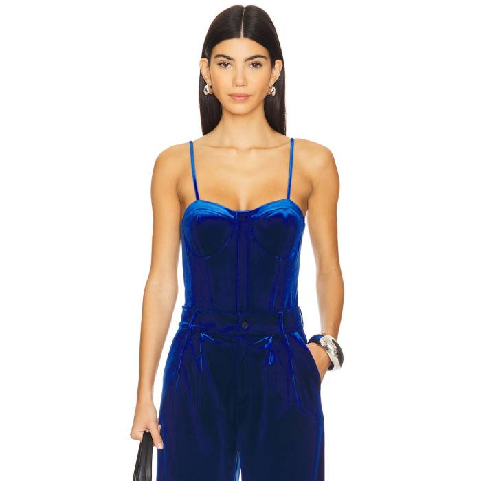 Karina Grimaldi 【 Veronica Velvet Bodysuit Women Dusk Blue 】 ベロニカ ボディースーツ レディース 青色 ブルー｜スニケス
