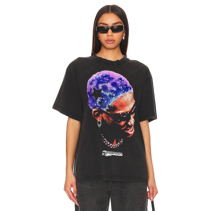 Stadium La 【 Rodman Purple Stars Tee Women Washed Black 】 Purple 紫・パープル スターズ Tシャツ レディース 黒色 ブラック｜スニケス