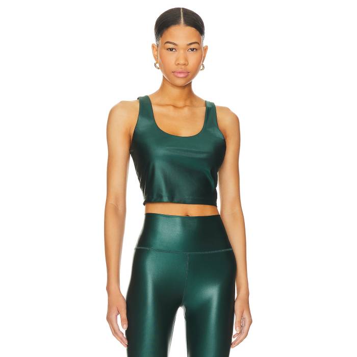 スピリチュアルギャングスター Spiritual Gangster 【 Indie Wet Look Crop Tank Women Deep Forest 】 Crop クロップ 貯蔵タンクいの一番 レディース ディープ フォレスト トップス-レディースファッション