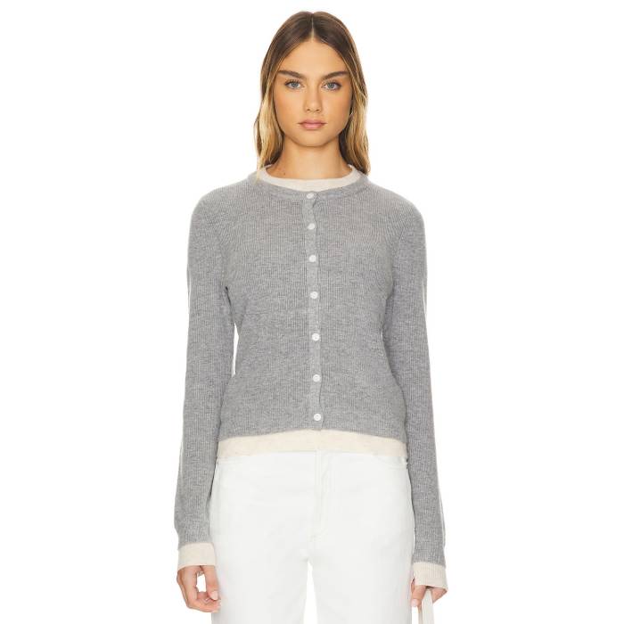Line \u0026 Dot 【 Hutch Double Layer Cardigan Women Heather Grey 】 ジレー レディース heather ギョリュウモドキ 薄墨色 薄墨色
