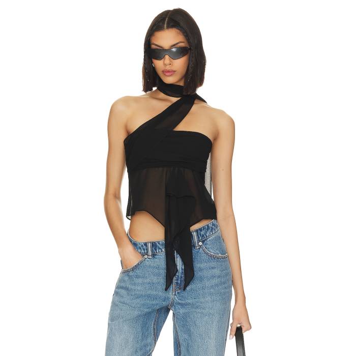 Guizio 【 Chiffon Wrap Around Top Women Black 】 wrap ラップ アラウンド レディース 黒色 ブラック｜スニケス 22,422円