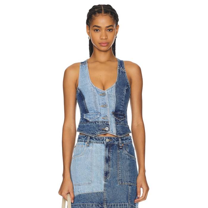 Abrand 【 Denim Vest Women Patchwork 】 ジーンズ限りない レディース