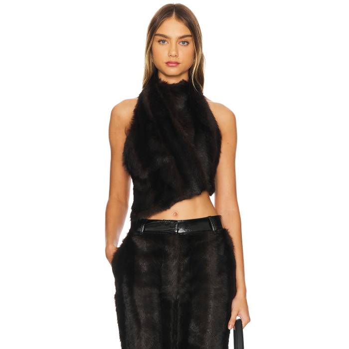 Aknvas 【 Giorgia Faux Fur Halter Top Women Visone 】 レディース