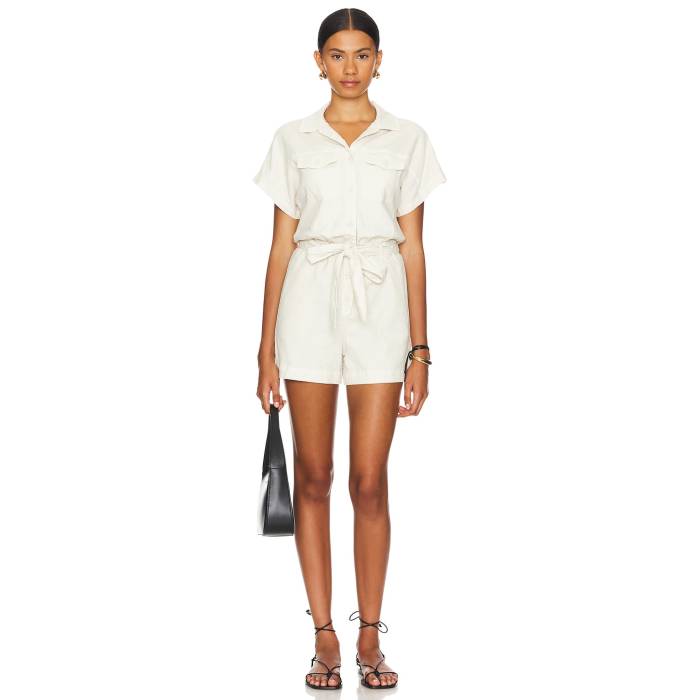 ベラダール Bella Dahl 【 Searose Rolled Sleeve Romper With Belt Women Samba Sand 】 Sleeve 捩り ロンパース 胴締め レディース サンバ 砂色・真砂