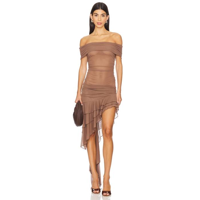 Nbd 【 Fernanda High Low Dress Women Brown 】 ハイ ドレス レディース 茶色 ブラウン｜スニケス