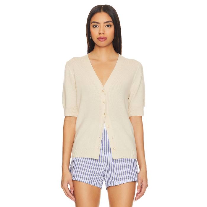 Rue Sophie 【 Vela Knit Cardigan Women Creme Pearl 】 編み物 ジレー レディース パール