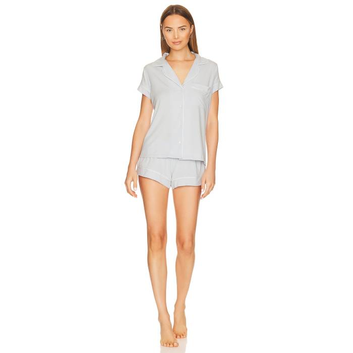 エバージェイ Eberjey 【 Gisele Shortie Pj Set Women Ice Blue 】 レディース 青碧 青碧