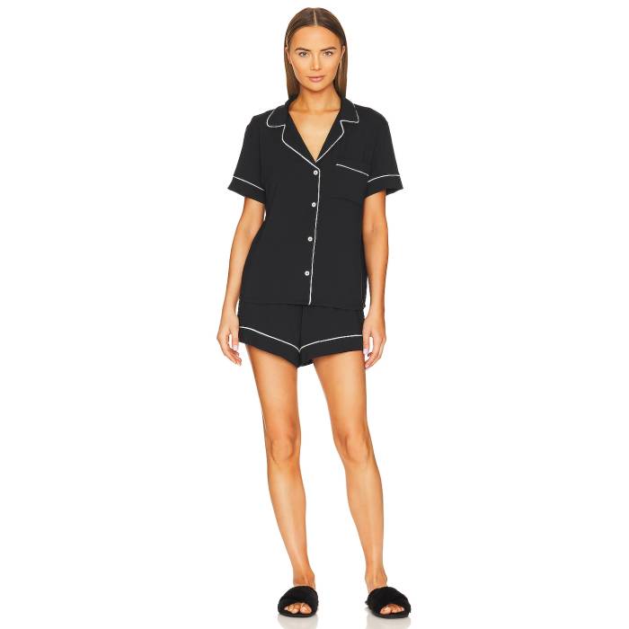 エバージェイ Eberjey 【 Gisele Relaxed Short Set Women Black 】 レディース 黒いこと 黒いこと