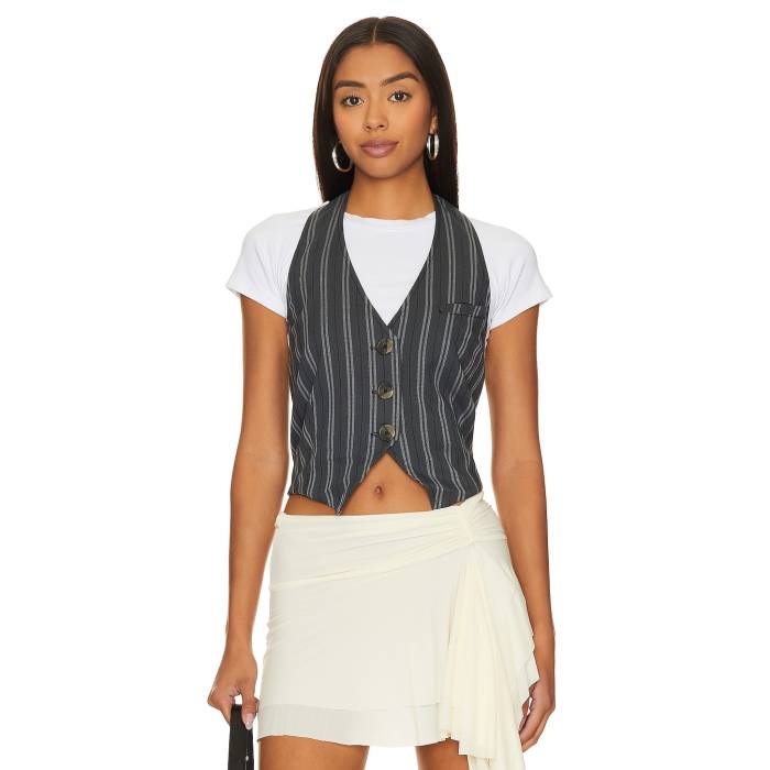 フリーピープル Free People 【 Dakota Vest Women Charcoal Combo 】 より良い レディース 濃灰色