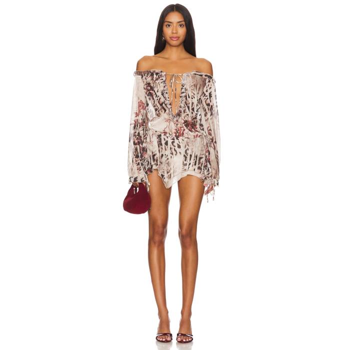 ジェイディッドロンドン Jaded London 【 Bardot Hanky Hem Dress Women Leopard 】 ドレス レディース ヒョウ柄 レオパード|スニケス