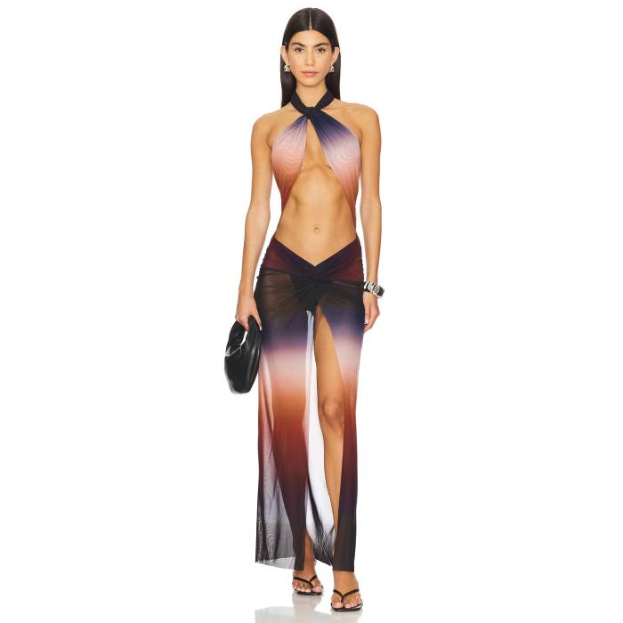 ジェイディッドロンドン Jaded London 【 Knotted Halterneck Maxi Dress Women Ombre Multi 】 ドレス レディース|スニケス