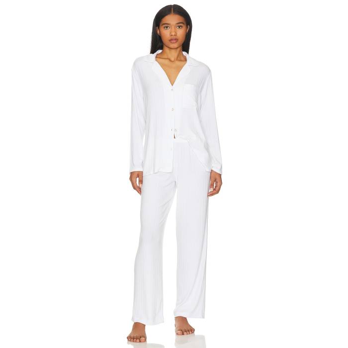 エバージェイ Eberjey 【 Gisele Rib Long Pj Set Women White 】 レディース 白いこと 白いこと
