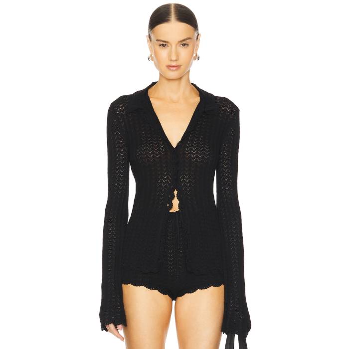 Lpa 【 Hana Cardigan Women Black 】 ジレー レディース 黒いこと 黒いこと
