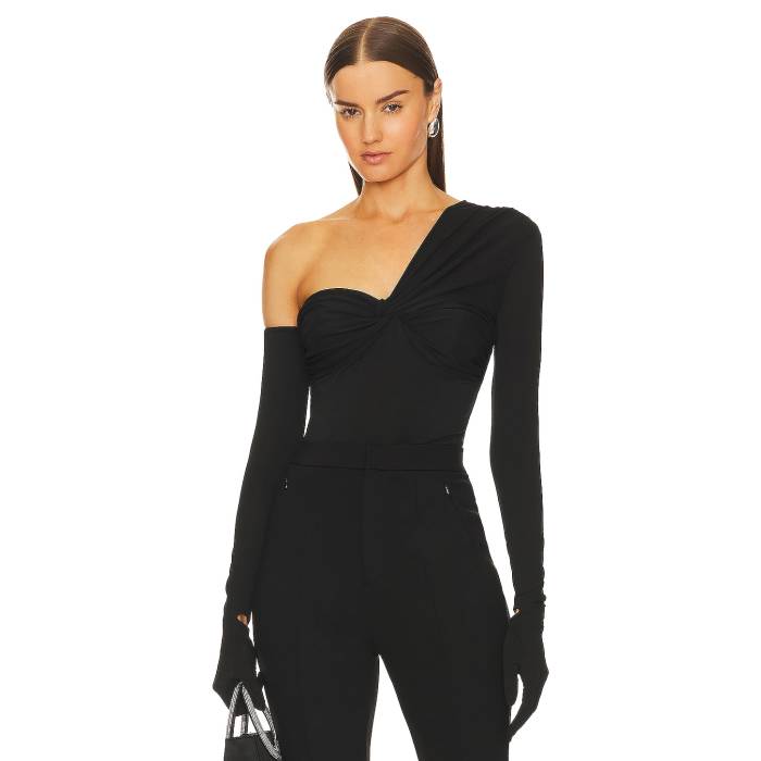 Michael Costello 【 X Revolve Nobu Bodysuit Women Black 】 上半身背広 レディース 黒いこと 黒いこと