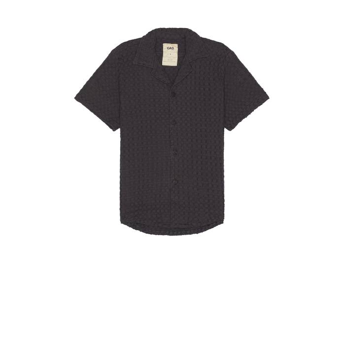 Oas 【 Nearly Black Cuba Waffle Shirt Men Nearly Black 】 黒色 ブラック ワッフル メンズ 黒色 ブラック