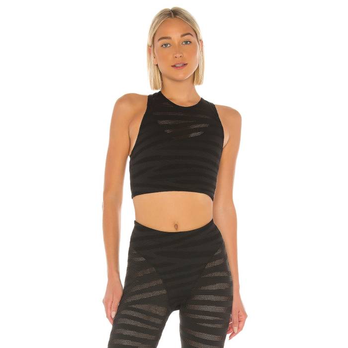 Adam Selman Sport 【 Racer Crop Top Women Black Tiger 】 Crop クロップ レディース 黒いこと 黒いこと
