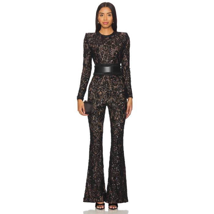 Nadine Merabi 【 Bella Jumpsuit Women Black 】 飛び降りる背広 レディース 黒いこと 黒いこと