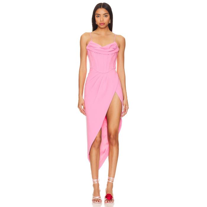バル一点 Bardot 【 Leighton Midi Dress Women Candy Pink 】 御召しもの レディース pink さくら色