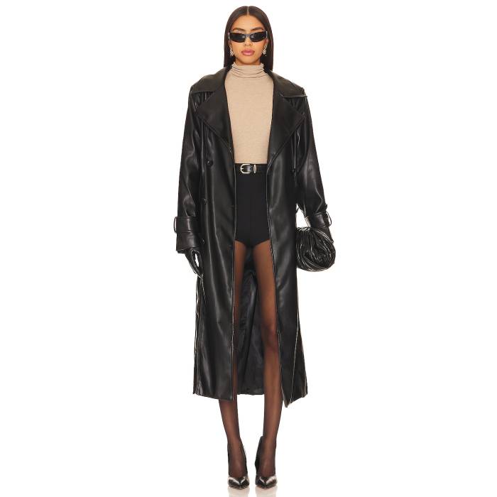 Sndys 【 Tyra Faux Leather Trench Women Black 】 なめし革 レディース 黒いこと 黒いこと