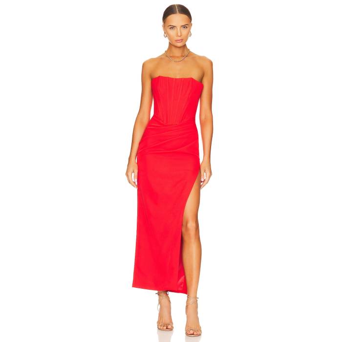 バル一点 Bardot 【 Saira Midi Dress Women Orange Sorbet 】 お召しもの レディース orange 橙・オレンジ色 ドレス-レディースファッション