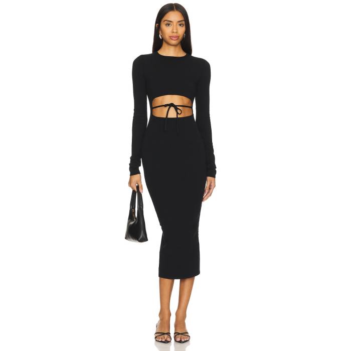 Lpa 【 Romona Knit Midi Dress Women Black 】 編み物 お召しもの レディース 黒いこと 黒いこと ドレス-レディースファッション