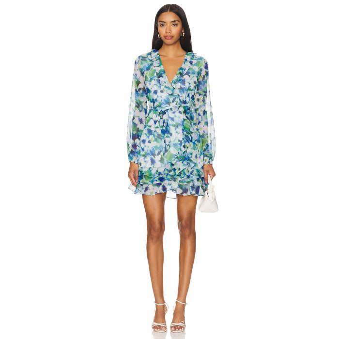 バル一点 Bardot 【 Triple Frill Dress Women Blue Floral 】 お召しもの レディース 青味 青色 レディースファッション-ドレス
