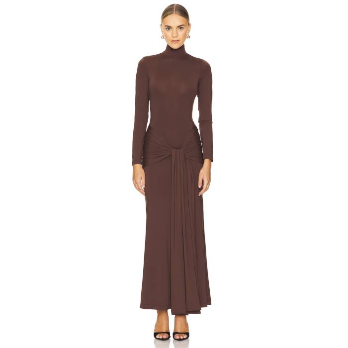 バルドット Bardot 【 Alix Maxi Tie Front Dress Women Chocolate 】 ネクタイ ドレス レディース｜スニケス